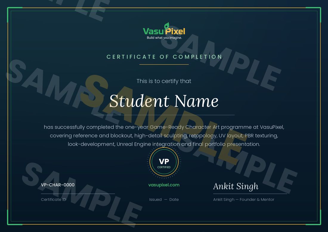 Sample VasuPixel Certificate of Completion