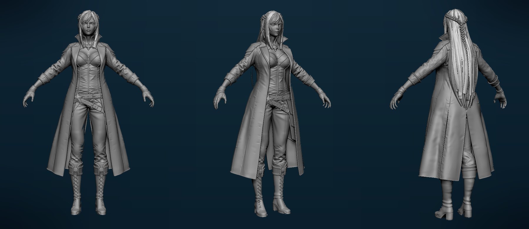 High-poly sculpt turnaround