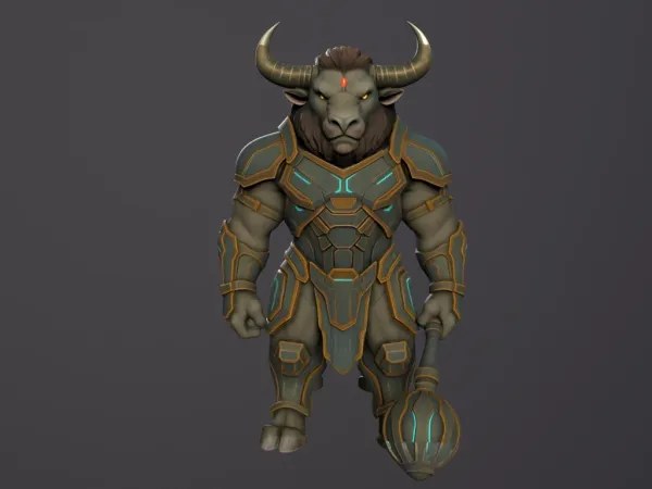 Student work — Minotaur warrior — textured