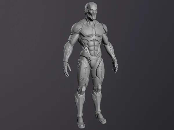 Student work — Exosuit — high-poly sculpt